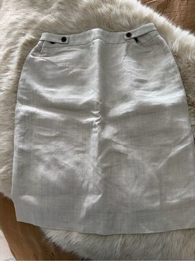 J. Crew Factory Light Beige Linen-Blend Pencil Skirt